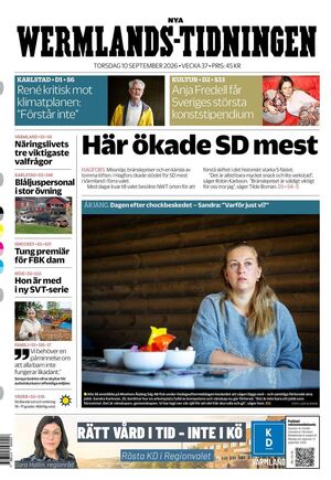 Förstasida Nya Wermlands-Tidningen
