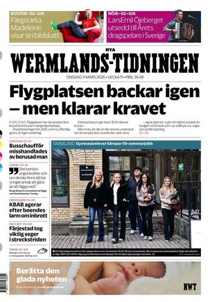 Förstasida Nya Wermlands-Tidningen