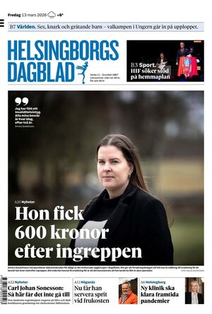 Förstasida Helsingborgs Dagblad