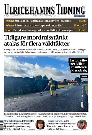Förstasida Ulricehamns Tidning