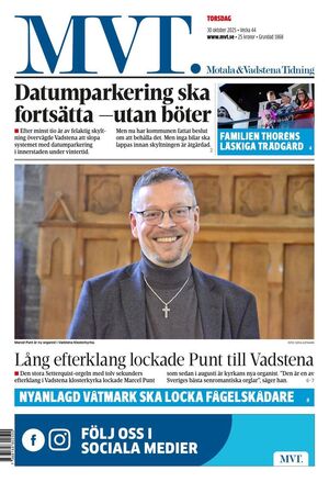 Förstasida Motala & Vadstena tidning