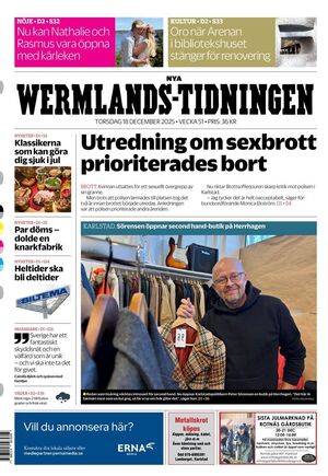 Förstasida Nya Wermlands-Tidningen