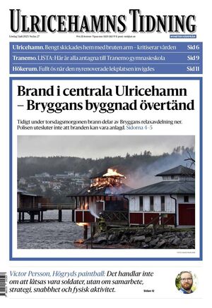 Förstasida Ulricehamns Tidning