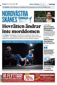 Förstasida Nordvästra Skånes Tidningar