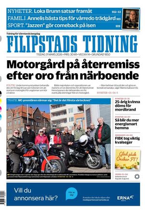 Förstasida Filipstads Tidning