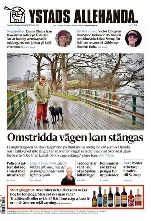 Förstasida Ystads Allehanda
