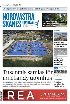 Förstasida Nordvästra Skånes Tidningar