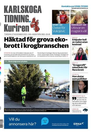 Förstasida Karlskoga Tidning-Kuriren