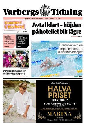 Förstasida Varbergs Tidning