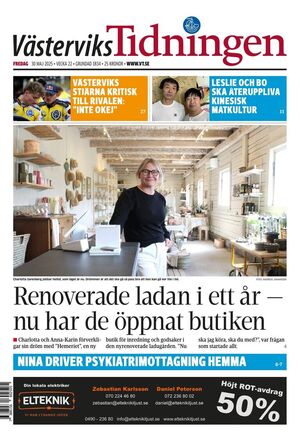 Förstasida Västerviks-Tidningen