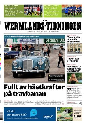 Förstasida Nya Wermlands-Tidningen