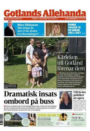 Förstasida Gotlands Allehanda