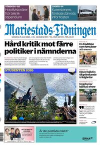 Förstasida Mariestads-Tidningen