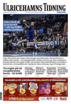 Förstasida Ulricehamns Tidning