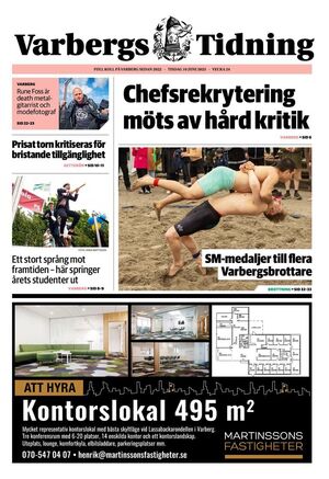 Förstasida Varbergs Tidning