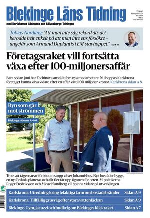 Förstasida Blekinge Läns Tidning
