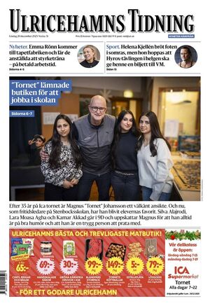 Förstasida Ulricehamns Tidning