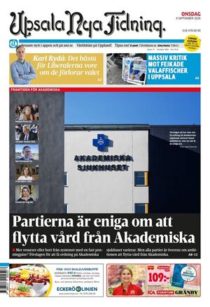 Förstasida Upsala Nya Tidning