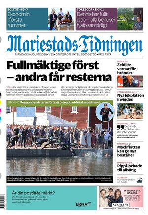 Förstasida Mariestads-Tidningen