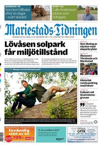 Förstasida Mariestads-Tidningen