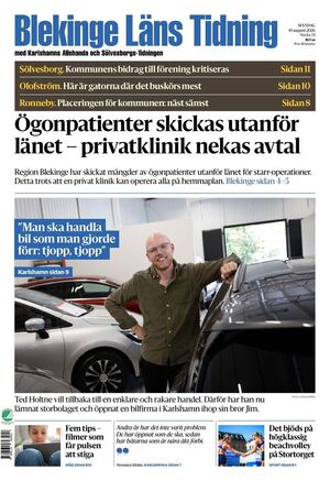 Förstasida Blekinge Läns Tidning