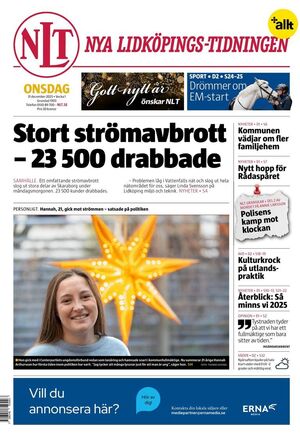 Förstasida Nya Lidköpings-Tidningen