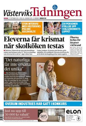 Förstasida Västerviks-Tidningen