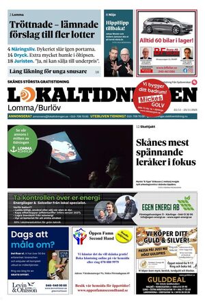 Förstasida Lokaltidningen Lomma/Burlöv