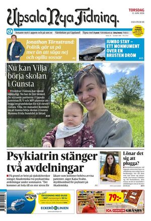 Förstasida Upsala Nya Tidning