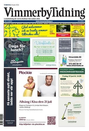 Förstasida Vimmerby Tidning