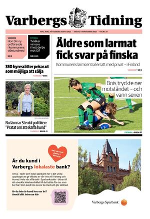Förstasida Varbergs Tidning