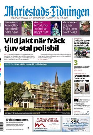 Förstasida Mariestads-Tidningen