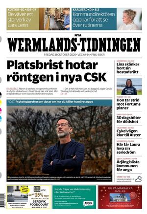 Förstasida Nya Wermlands-Tidningen