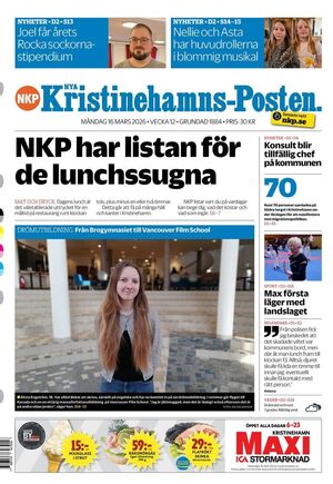 Förstasida Nya Kristinehamns-Posten