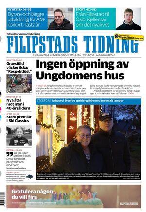 Förstasida Filipstads Tidning