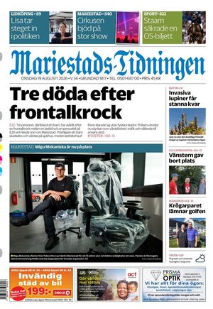 Förstasida Mariestads-Tidningen
