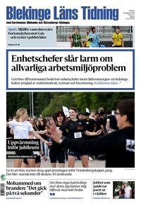 Förstasida Blekinge Läns Tidning