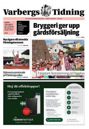 Förstasida Varbergs Tidning